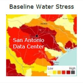 Baseline Water Stress map of San Antonio.