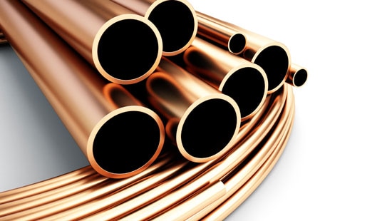 Close up of metal copper coils of varying sizes.