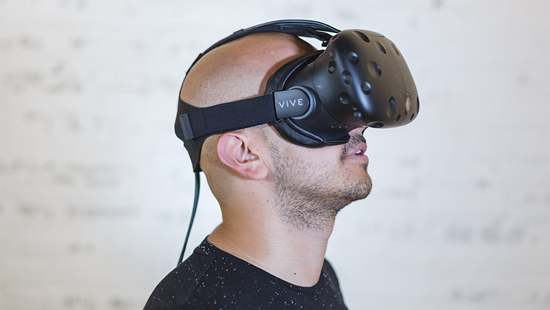 Man wearing Virtual Reality headset