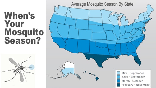When is Your Mosquito Season  Map of U.S.