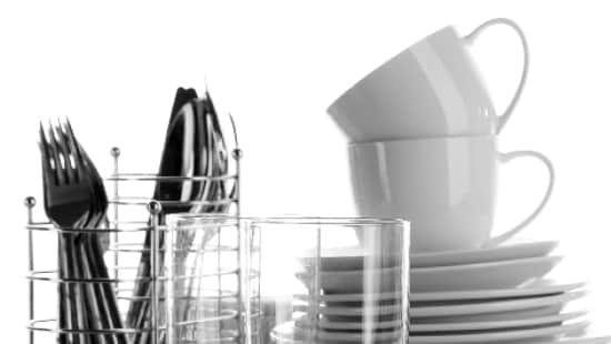 Image of a stack of cups and flatware