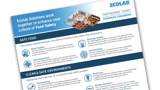 Image of Ecolab's Food Safety Product Sell Sheet PDF