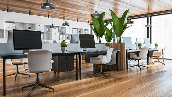 Interior of a modern, shared office space