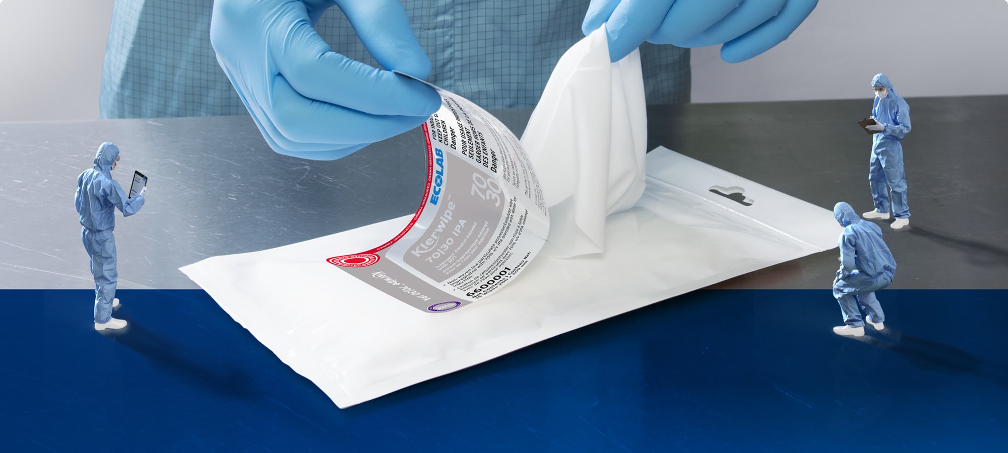 Ecolab Klerwipes with small plastic figures