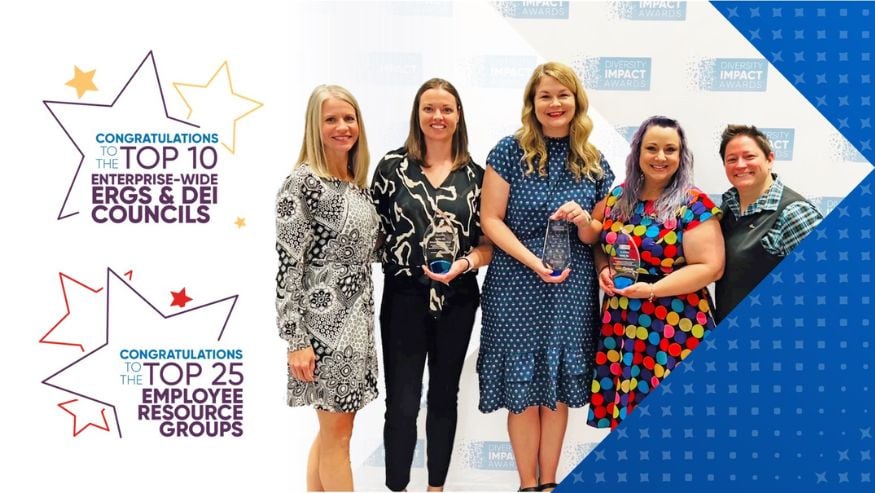 Ecolab employees from the company’s E3 and Pride Employee Resource Groups attend the Diversity Impact Awards ceremony to receive recognition for their ERG and the company’s overall ERG program.