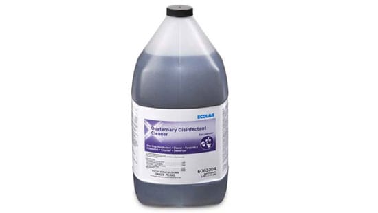 A 1 gallon bottle filled with Quaternary Disinfectant Cleaner.