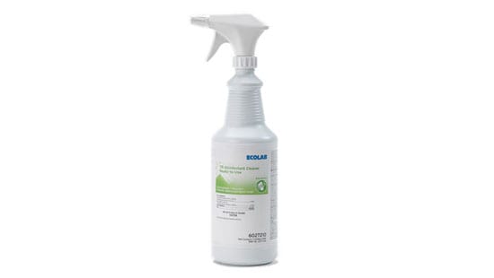 Single white spray bottle of Ecolab ready to use TB Disinfectant Cleaner Ready-To-Use tuberculocidal disinfectant.