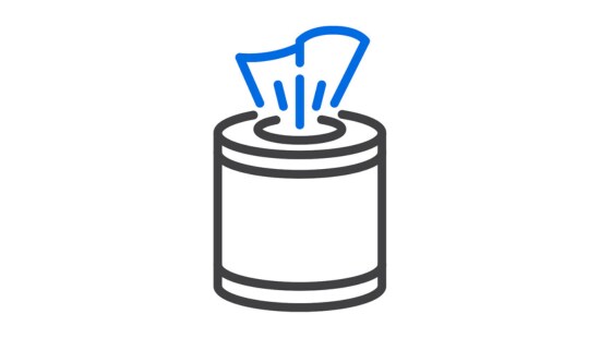 Cannister with wipes icon.