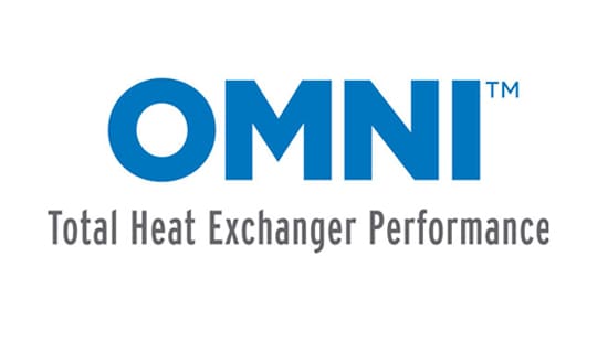 OMNI total heat exchanger performance company logo in large font and a plain background.