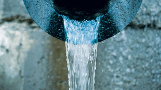 Water flowing from a pipe