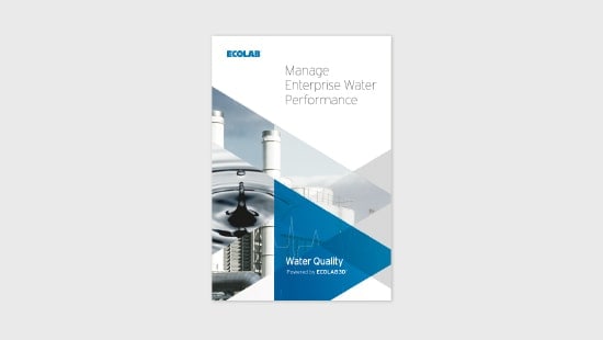  Cover page of Ecolab's Manage Enterprise Water Performance Water Quality brochure. 