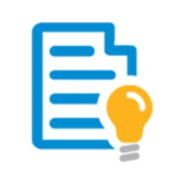 Icon of page of paper and lightbulb.