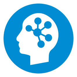 Head in profile with thoughts icon.