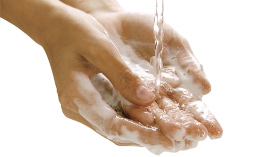 Soapy Hands Washing with Water