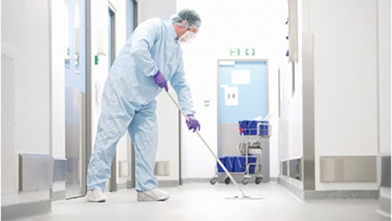 Cleanroom Being Cleaned with Cleanroom Detergent, Mop and Bucket System