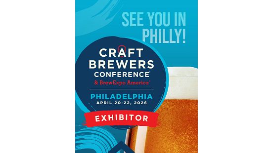 Craft Brewers Conference & BrewExpo America 2026 exhibitor graphic featuring “See You in Philly,” event logo, Philadelphia location, April 20–22, 2026, and a glass of beer.