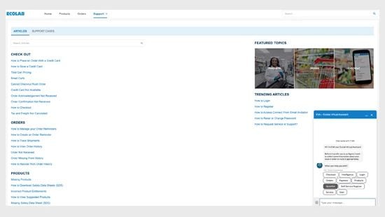 screenshot of ecolab connect user interface