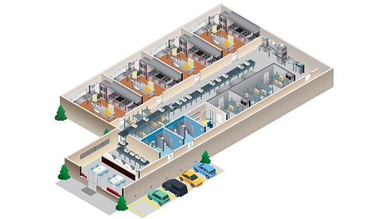 Restaurant Schematic Drawing - Ghost Kitchen Facility Schematic drawing of Institutional segment location