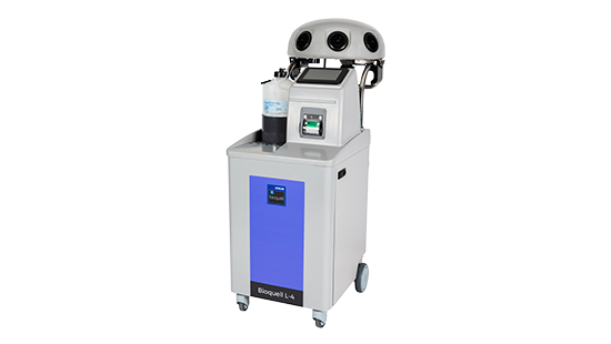 Bioquell's L-4 at angle showing front and right side with top component on.
