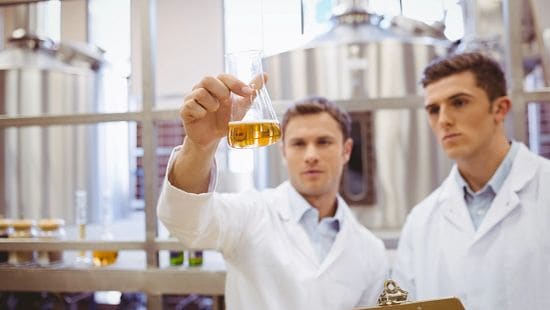 Brewers in laboratory