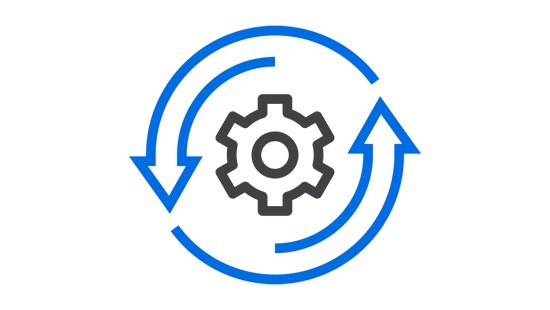 gear with arrows, continuous improvement